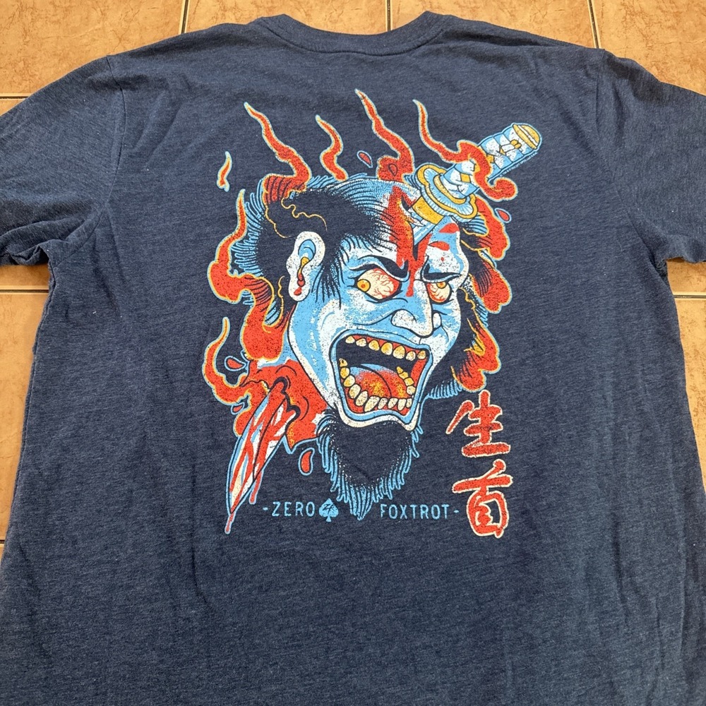 Zero Foxtrot Afterlife Club Clown Double Sided Blue T Shirt Mens Size Large